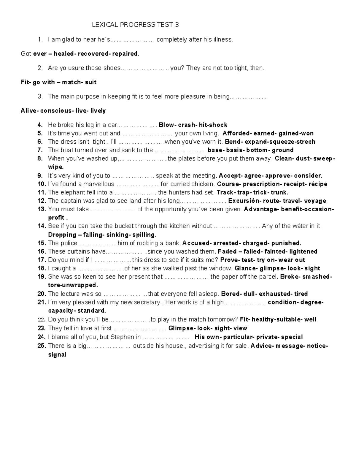 Lexical progress test - Resumen Inglés Básico Ii - LEXICAL PROGRESS ...