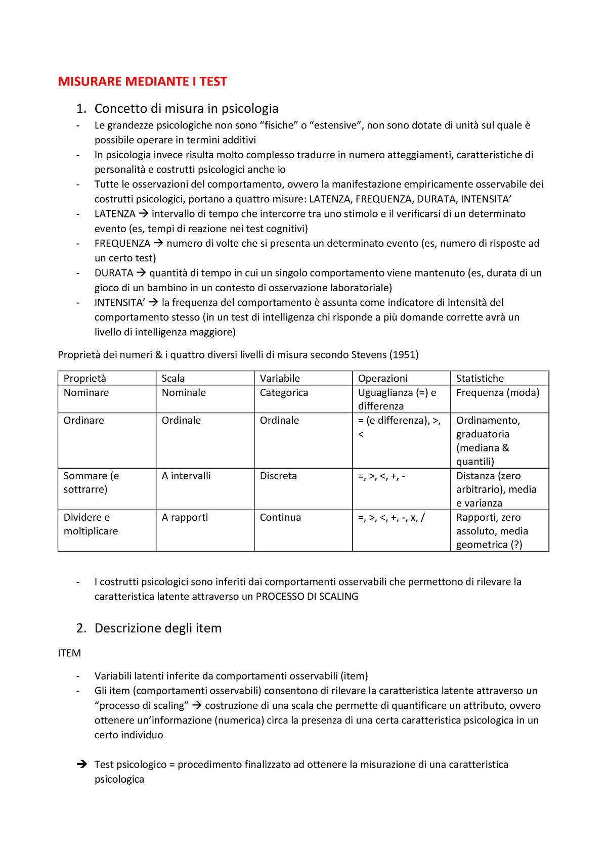 Teorie E Tecniche Dei Test (parte Di Chirumbolo) - MISURARE MEDIANTE I ...