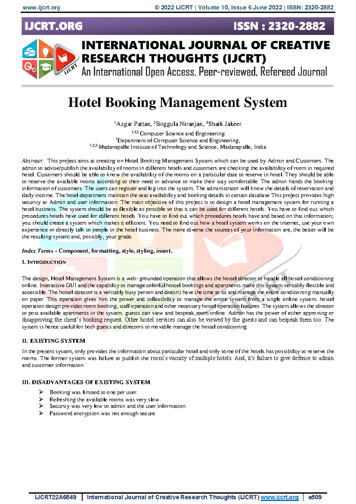 Projectdocumentation sample - Hotel Booking Management System 1 Azgar ...