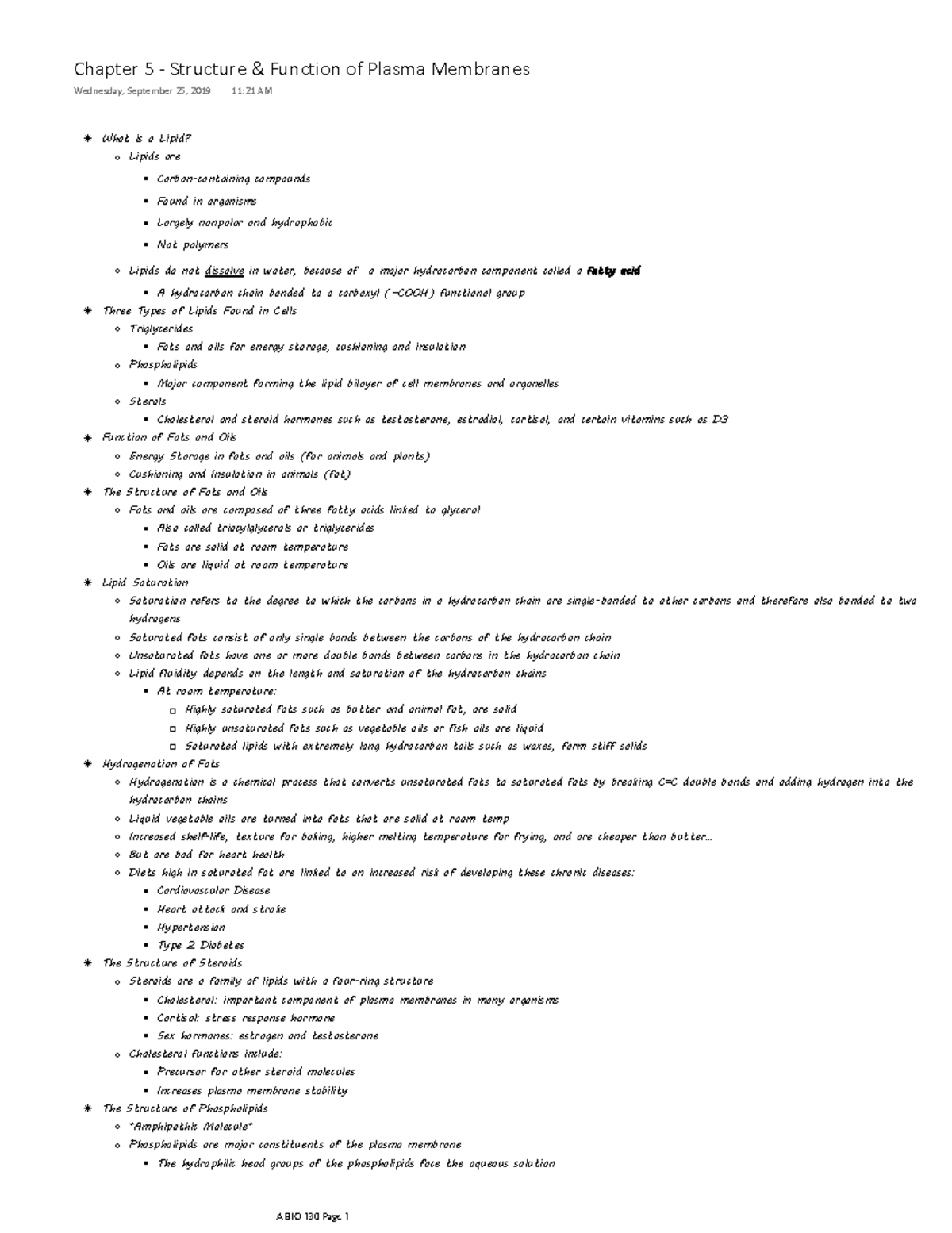 Chapter 5 - Structure & Function of Plasma Membranes - Carbon ...