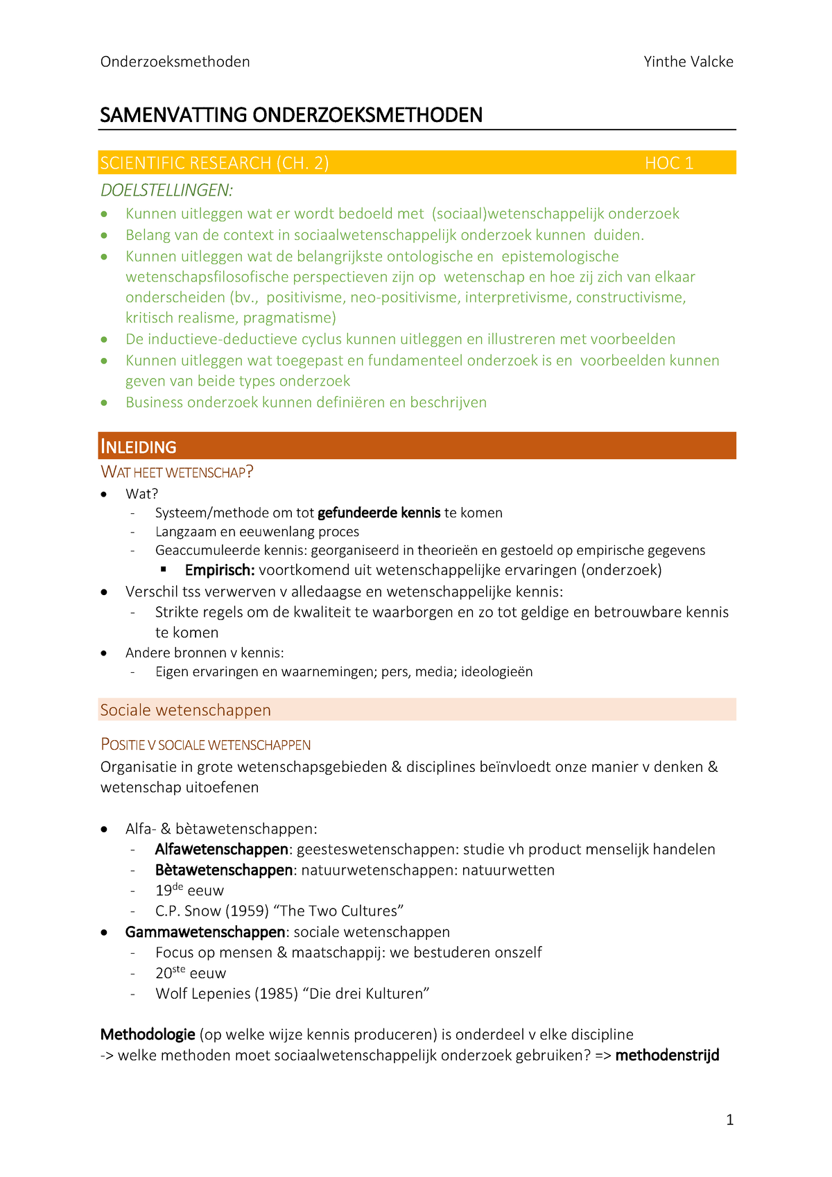 Samenvatting Onderzoeksmethoden - SAMENVATTING ONDERZOEKSMETHODEN ...