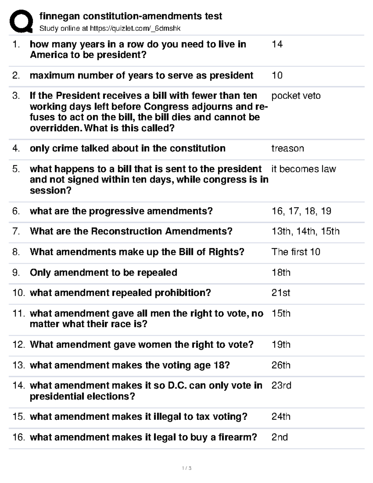 Us Amendments Quizlet - 7ye3l66