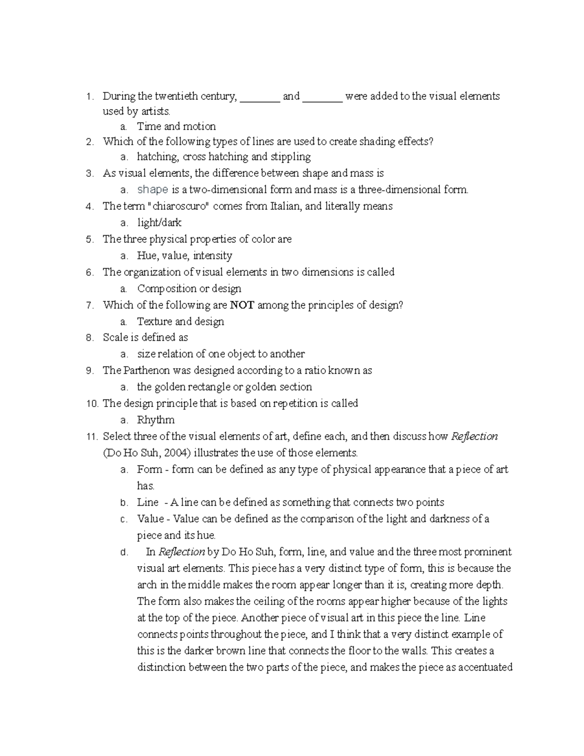 Art 110 Chapter 4 and 5 quiz - During the twentieth century ...
