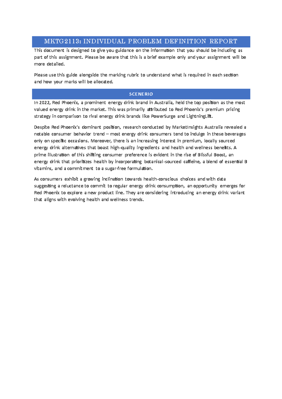 Worked Example Indiviudal Assignment-1 - MKTG 2113 : INDIVIDUAL PROBLEM ...