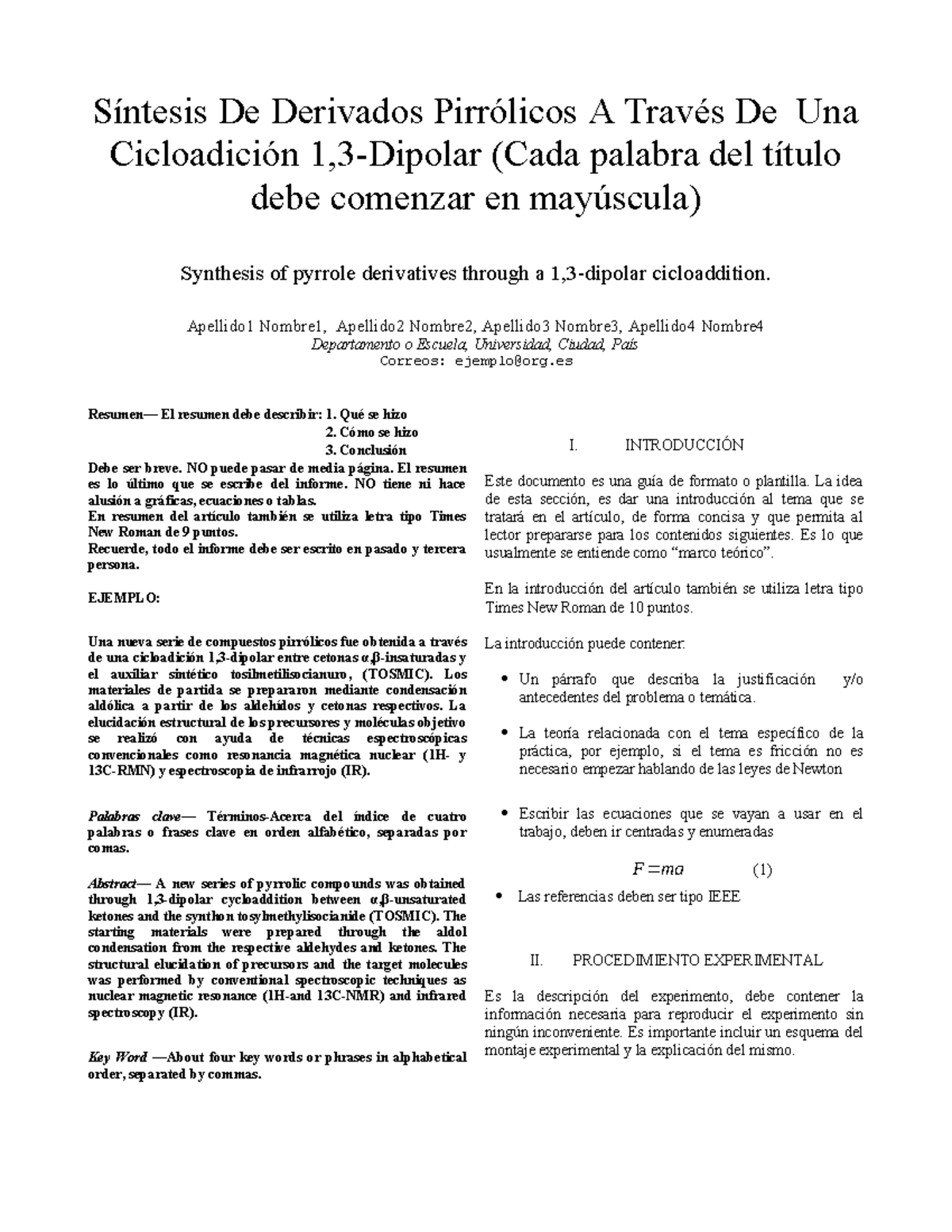 Formato Informe - Síntesis De Derivados Pirrólicos A Través De Una ...