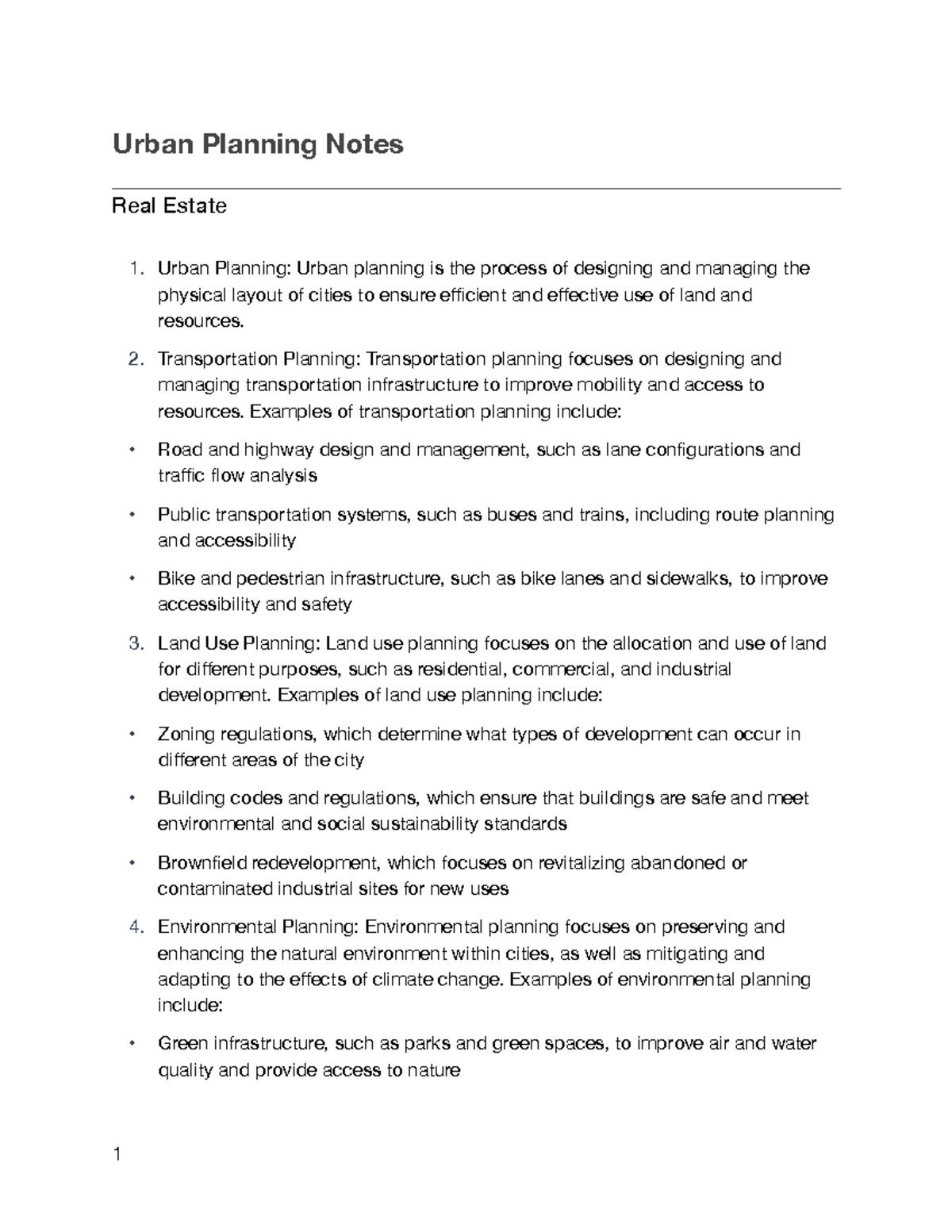 Urban Planning Notes - Urban Planning Notes Real Estate Urban Planning ...