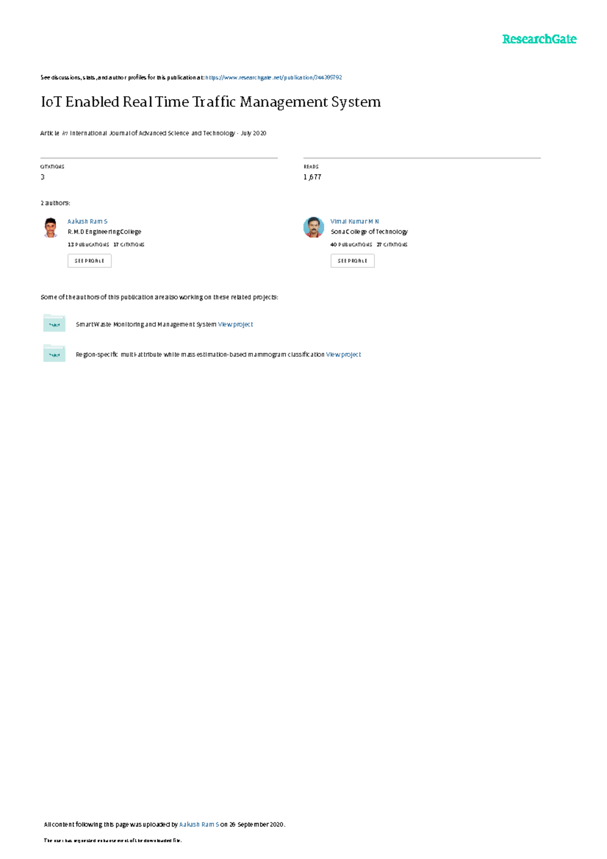 Io TEnabled Real Time Traffic Management System - See discussions ...