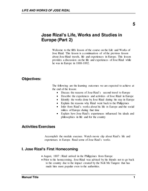 Pdfcoffee - Life-and-work-of-rizal-prelim - LIFE AND WORK OF RIZAL (BY ...