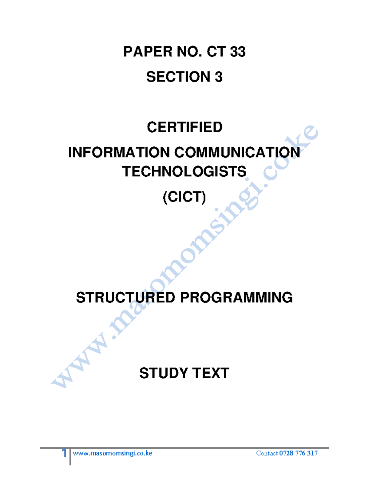 Structured-programming - PAPER NO. CT 33 SECTION 3 CERTIFIED ...