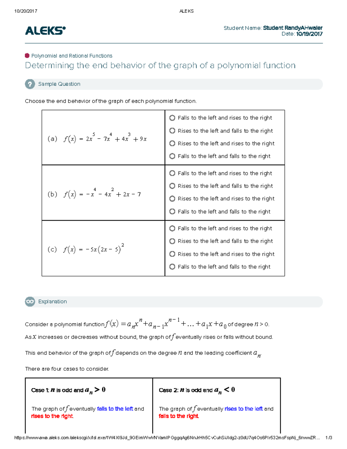 Determining the end behavior of the graph of a polynomial function - 10 ...