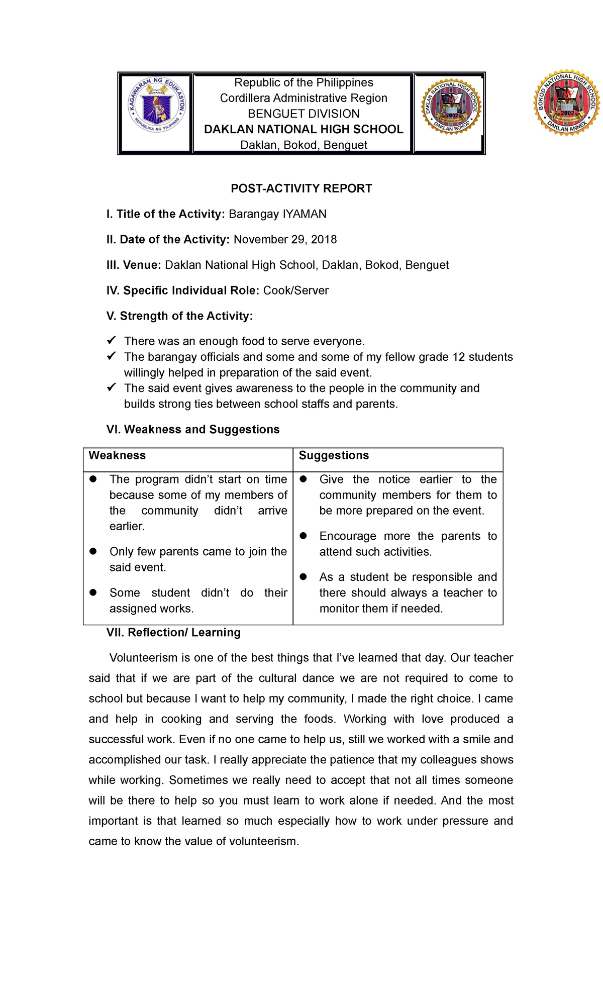 post-activity-report-examples-republic-of-the-philippines-cordillera