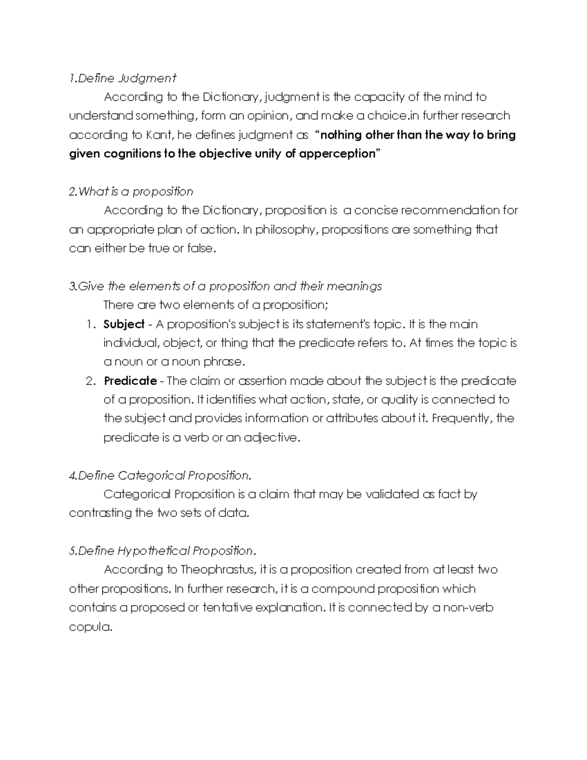 Logic - ASSIGMENT - 1 Judgment According to the Dictionary, judgment is ...