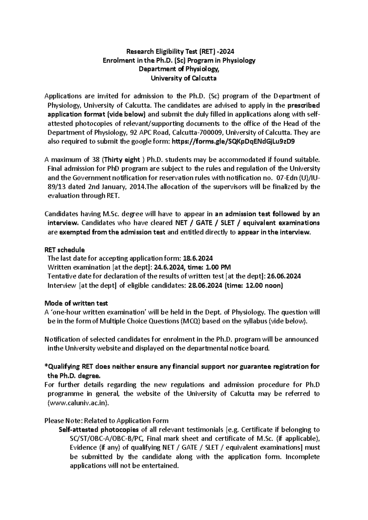 RET-Physiology-2024 - Research Eligibility Test (RET) - Enrolment in ...
