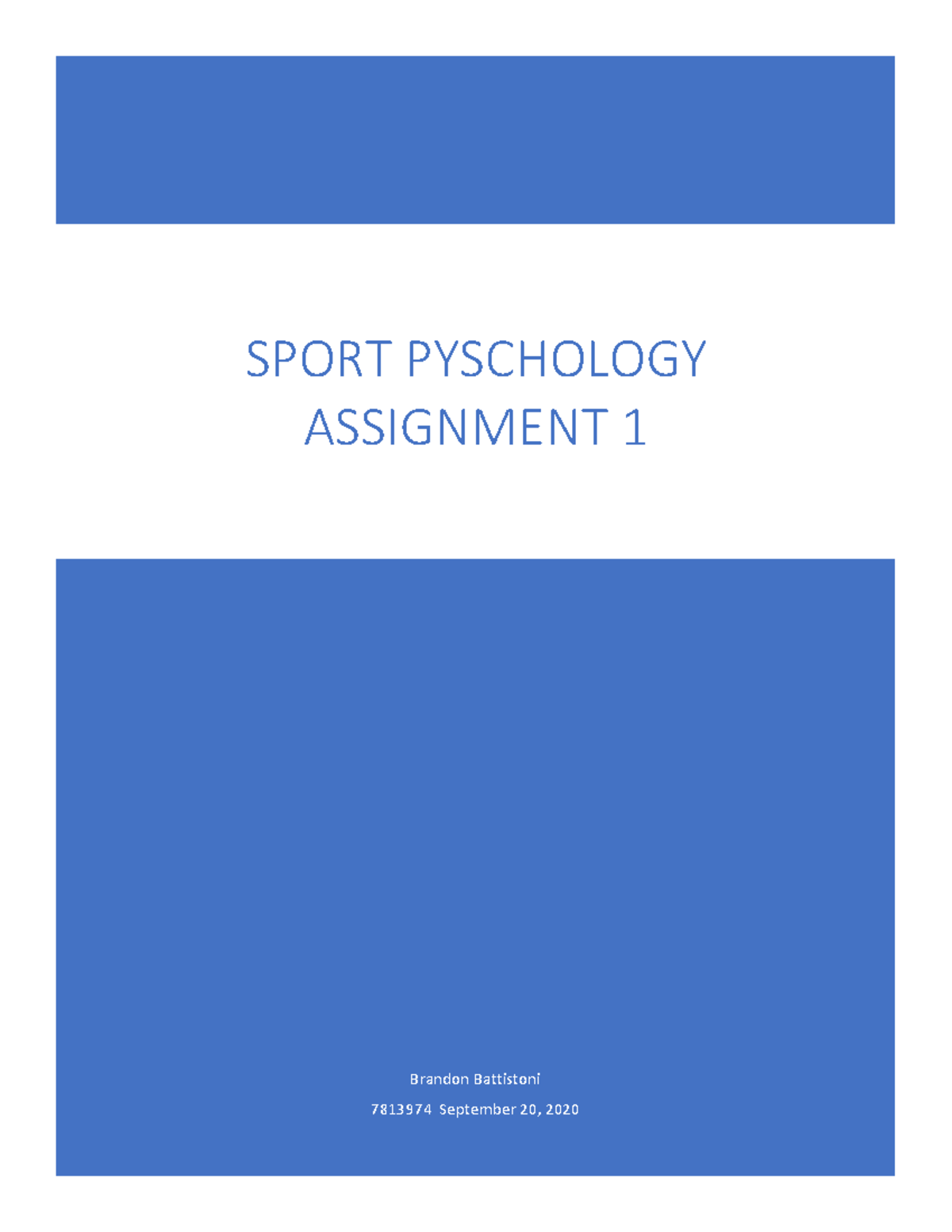 sports psychology assignment 1