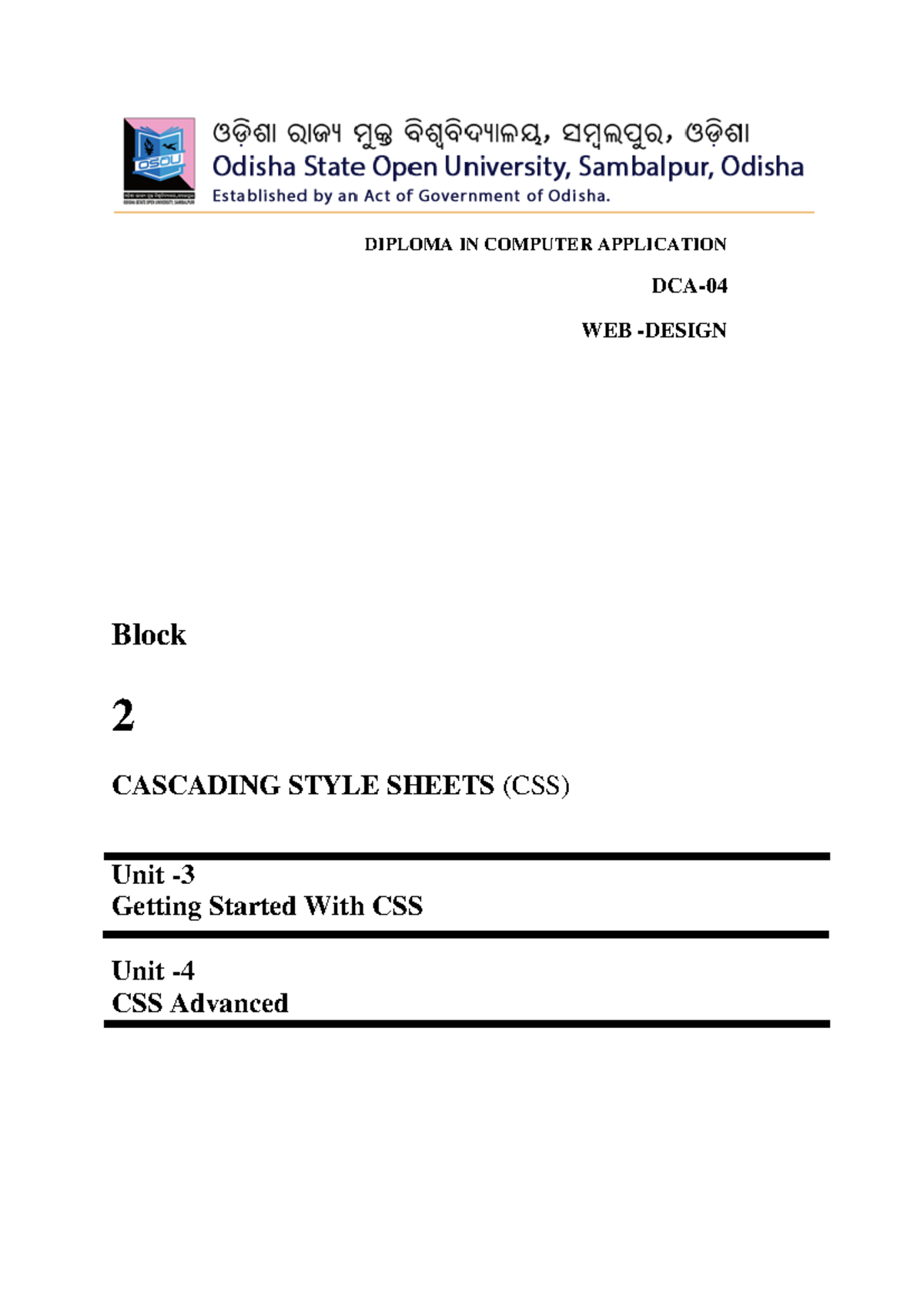 DCA 04 Block 02 CSS - hyper text markup lamnguage - DIPLOMA IN COMPUTER ...