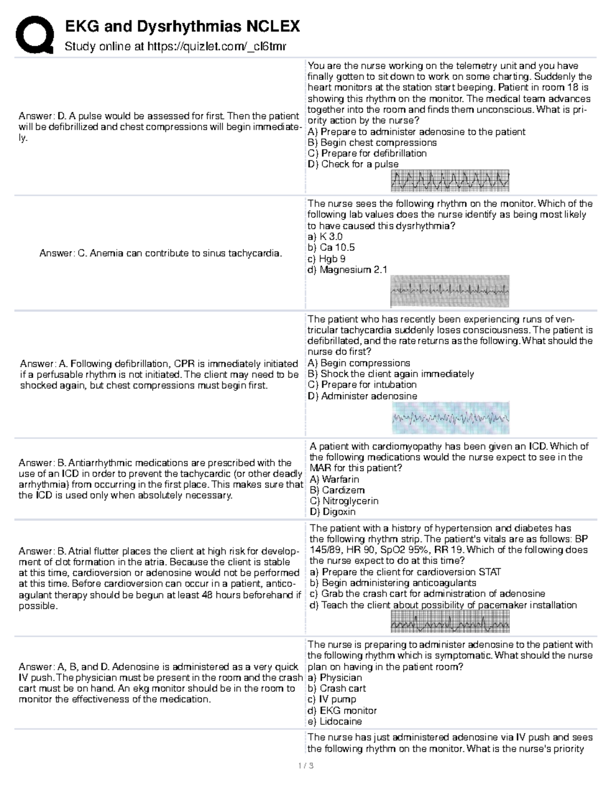 Ekg nclex ekg EKG and Dysrhythmias NCLEX Study online at quizlet