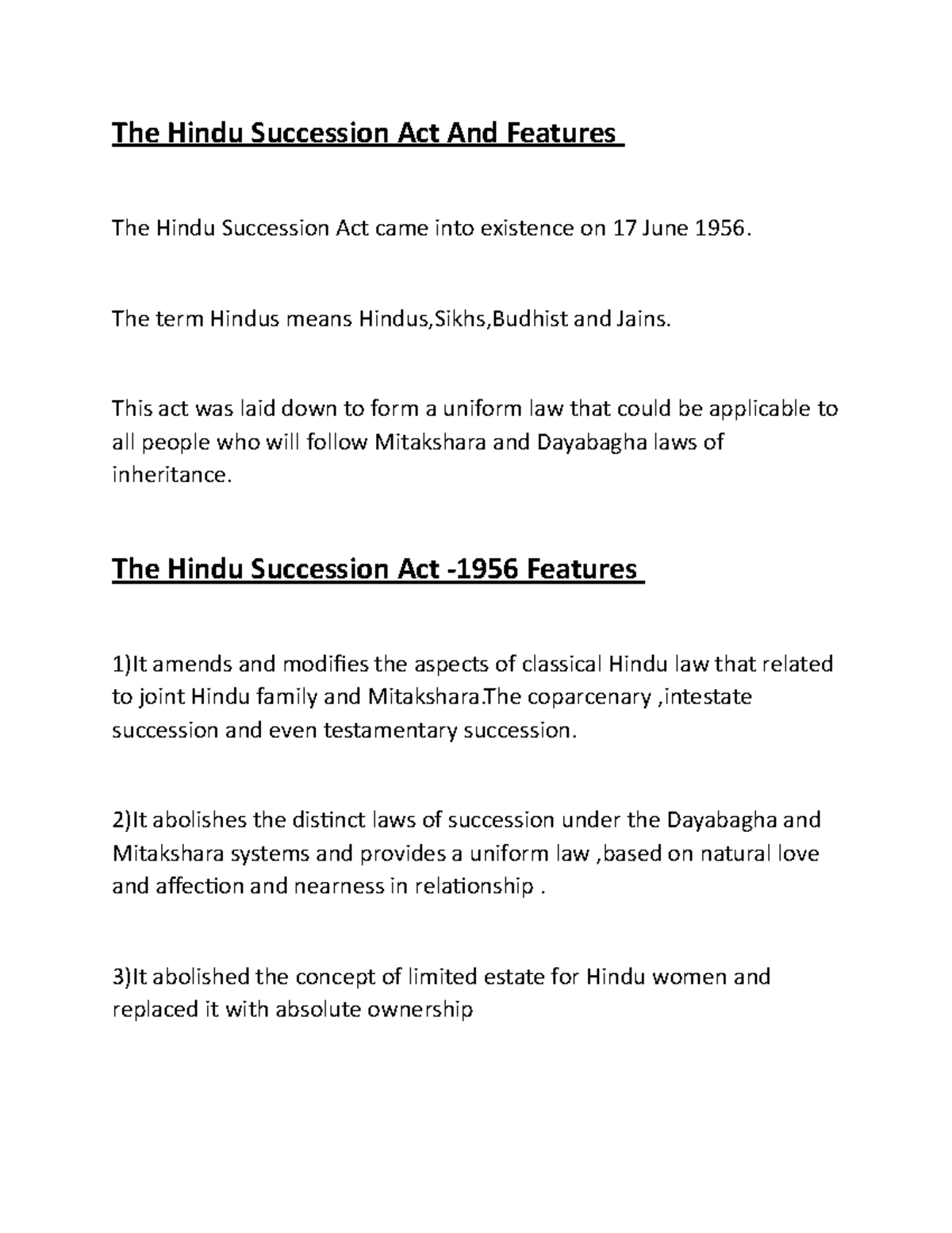 Hindu Succession Act - The Term Hindus Means Hindus,Sikhs,Budhist And ...