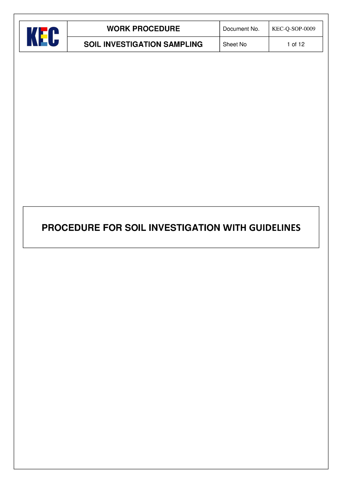 Sop-0009- Standard Operating Work Procedure - Soil Investigation 