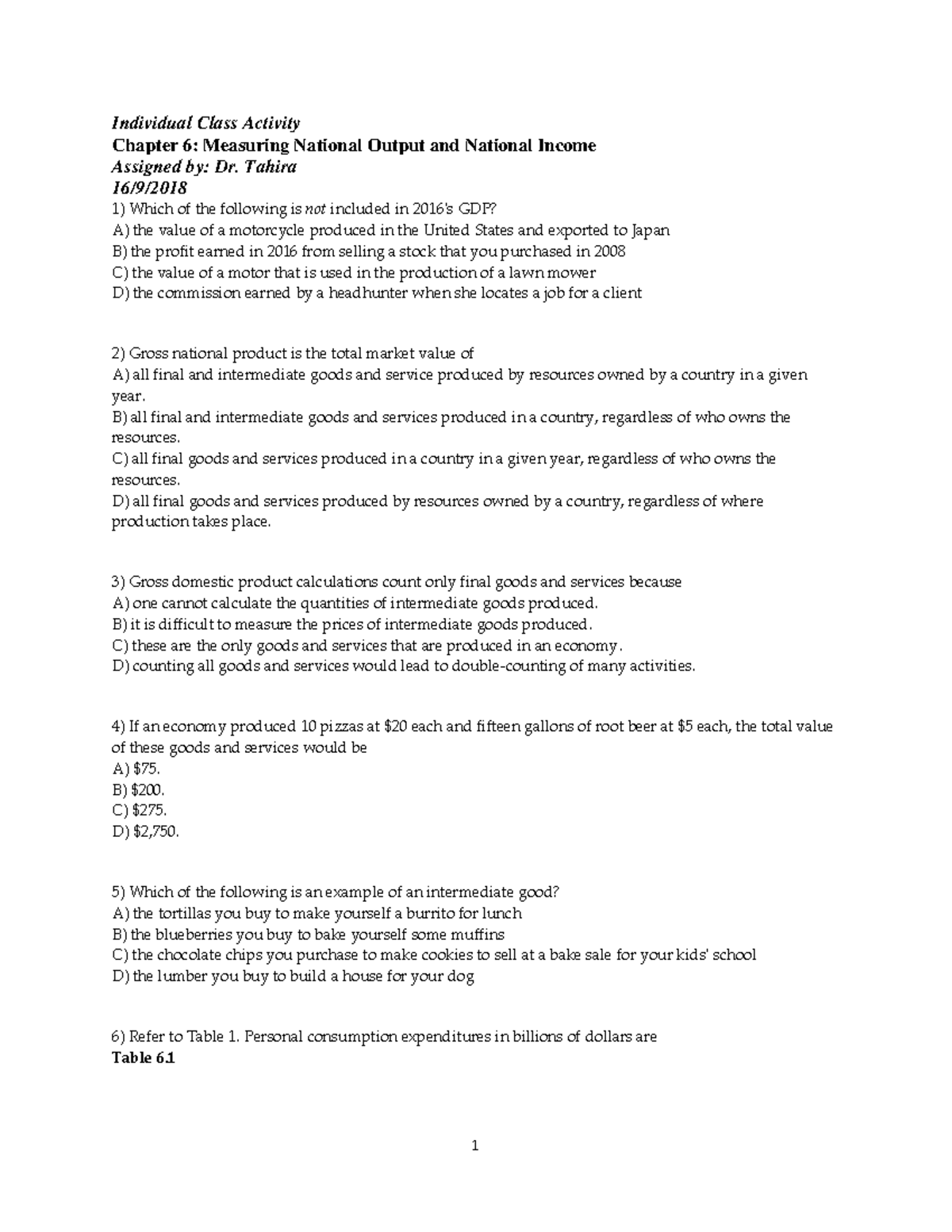 Class Activity CH 6 - 1 Individual Class Activity Chapter 6: Measuring ...