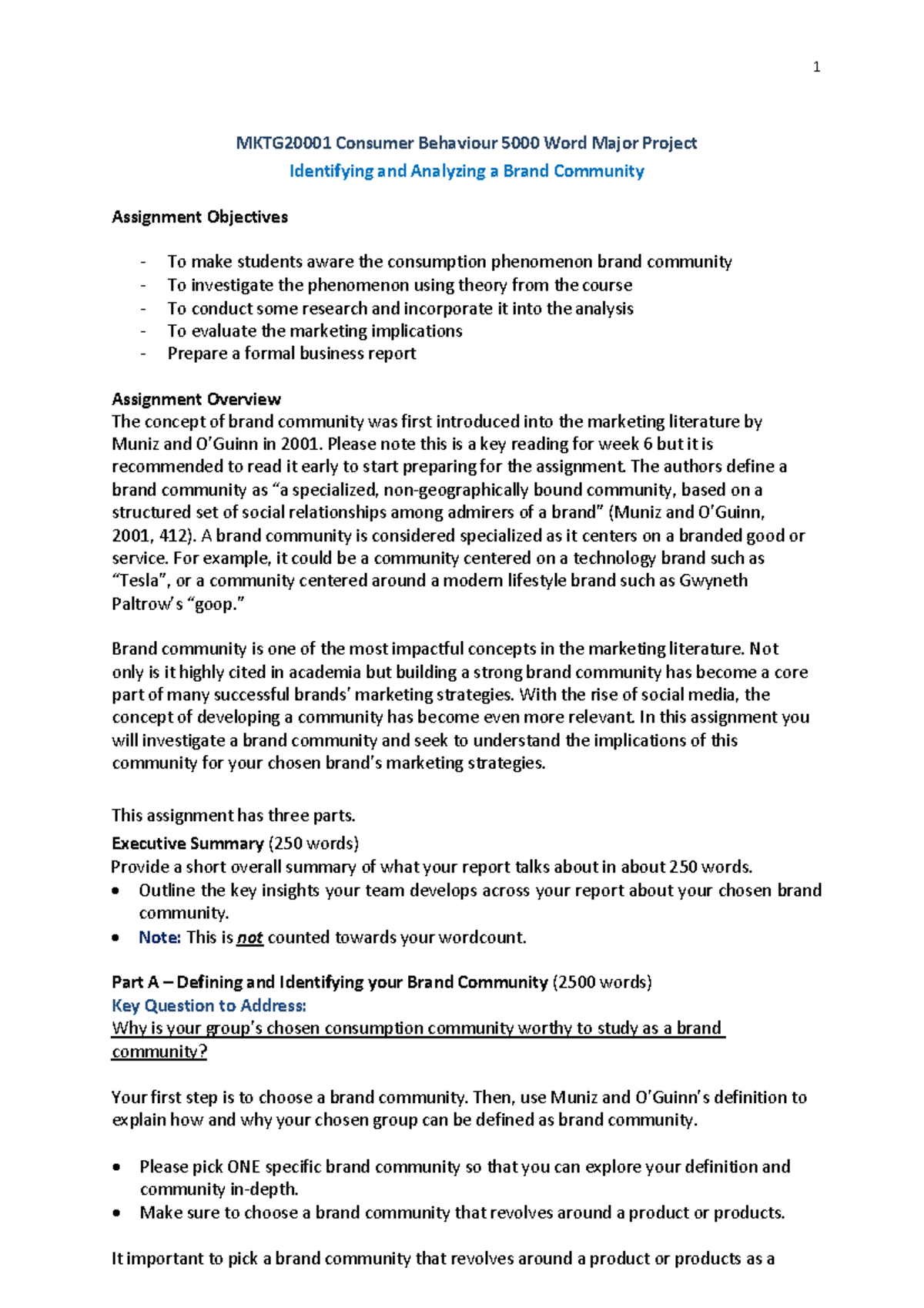 Details MKTG2000 1 Consumer Behaviour Assignment 2022 Brand Community ...