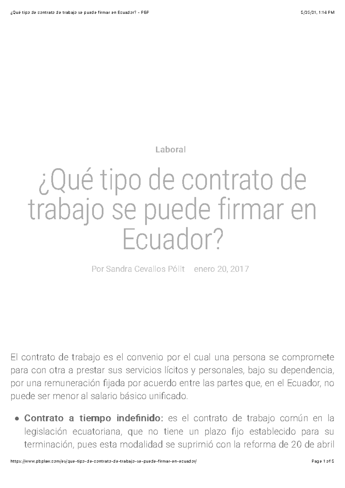 2. Contrato de Trabajo Ecuador ¿Qué tipo de contrato de trabajo se