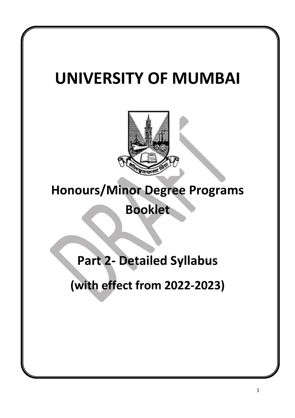 Syllabus Of Computer Engineering - UNIVERSITY OF MUMBAI Honours/Minor ...