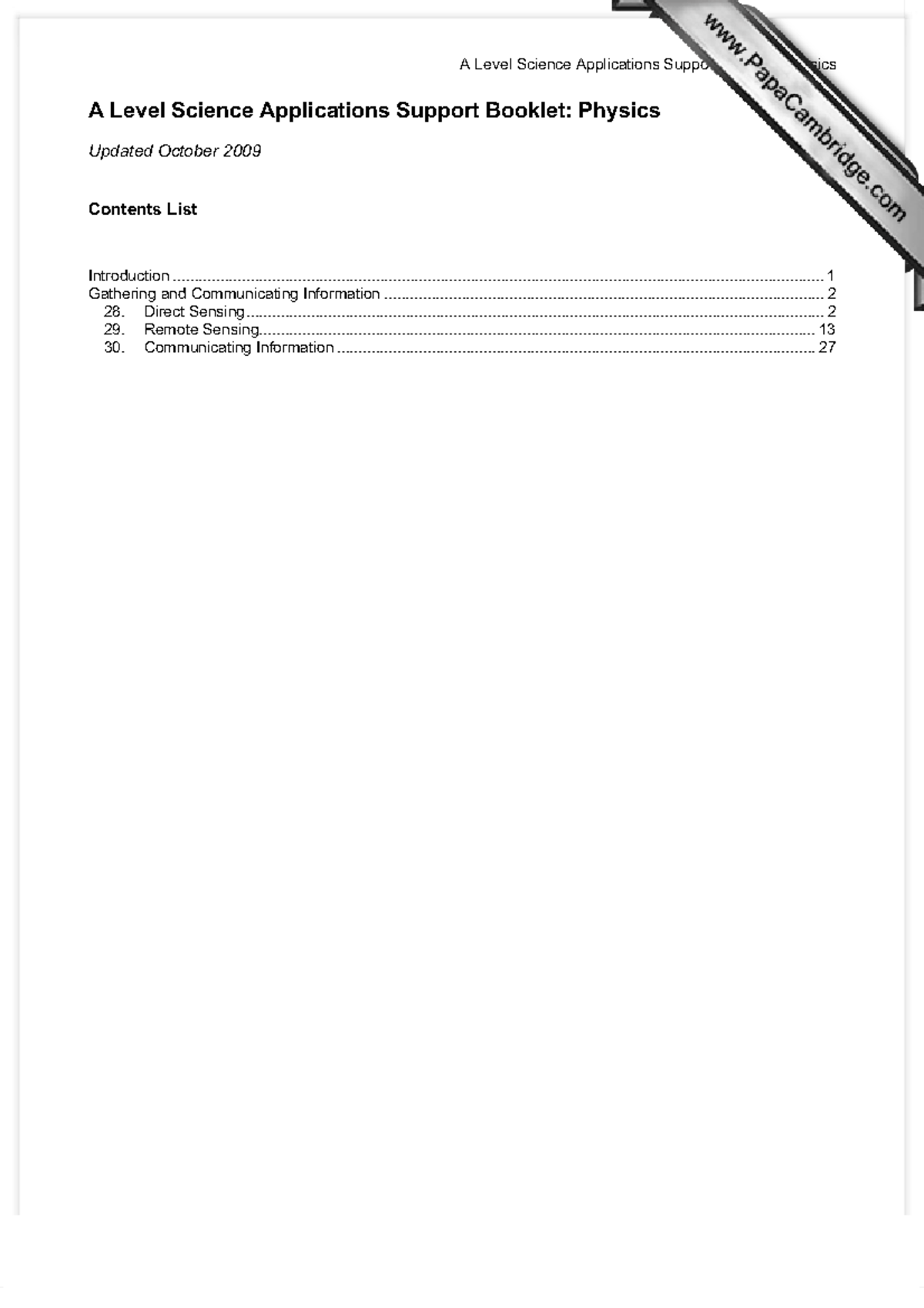 ALEVEL SCIENCE APPLICATIONS SUPPORT BOOKLET PHYSICS PDF visual data 8