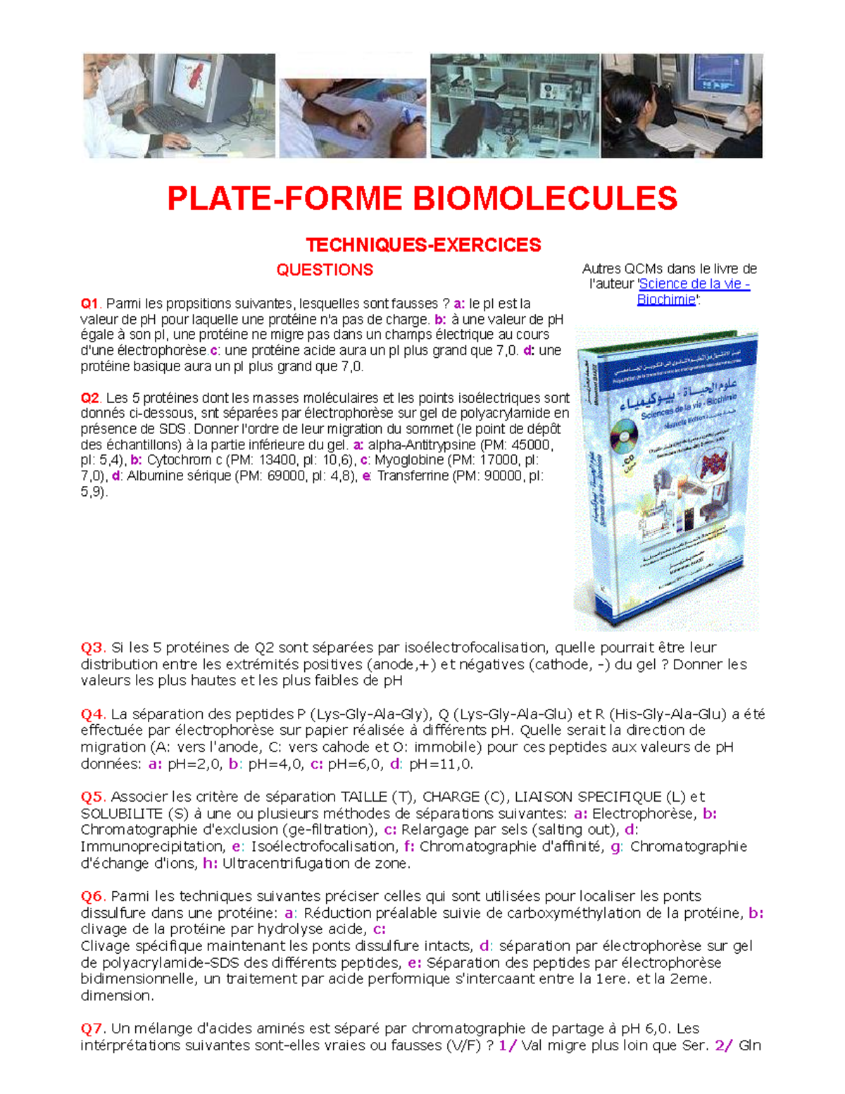 Techniques Exercices Biochimie Studocu