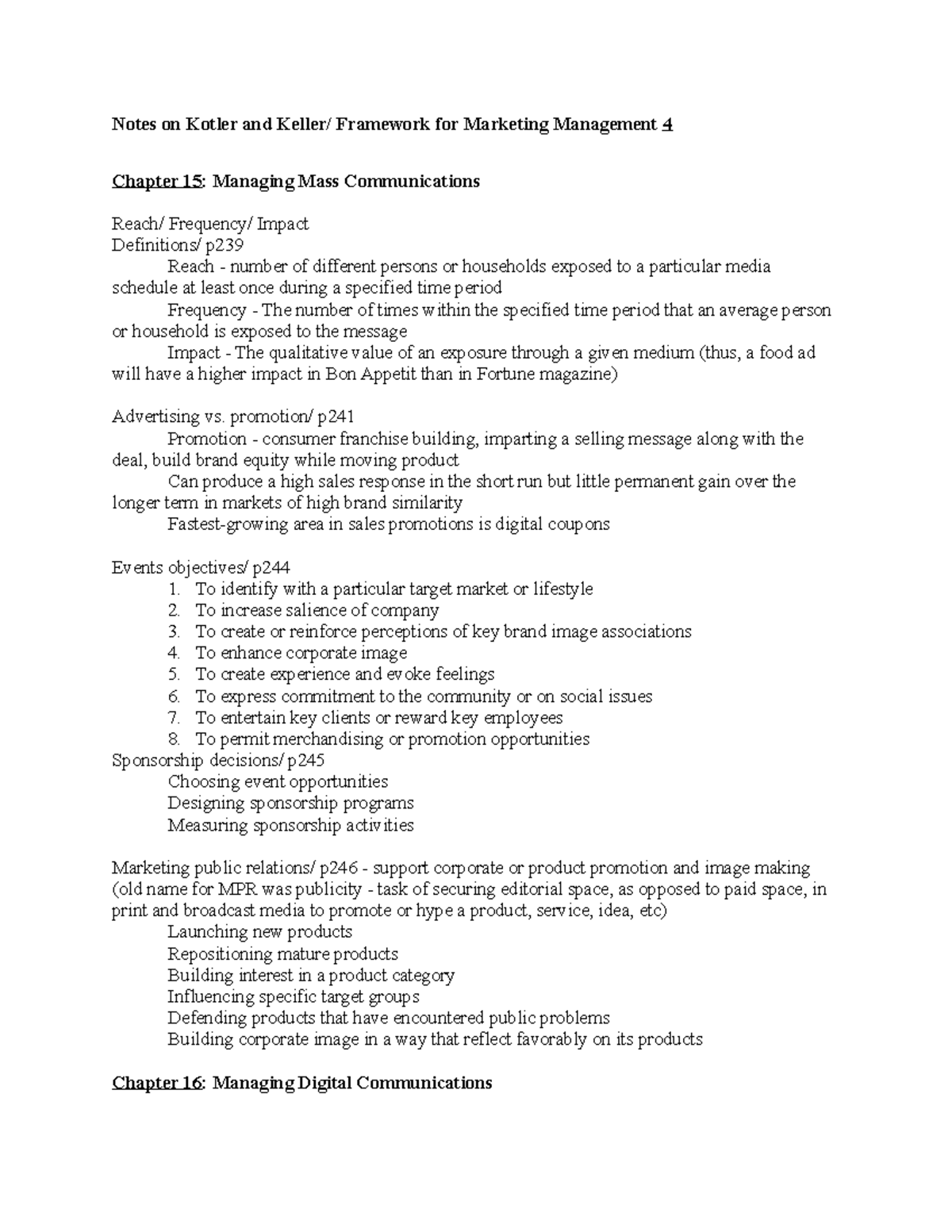 Textbook 4 - Summary A Framework for Marketing Management - Notes on ...