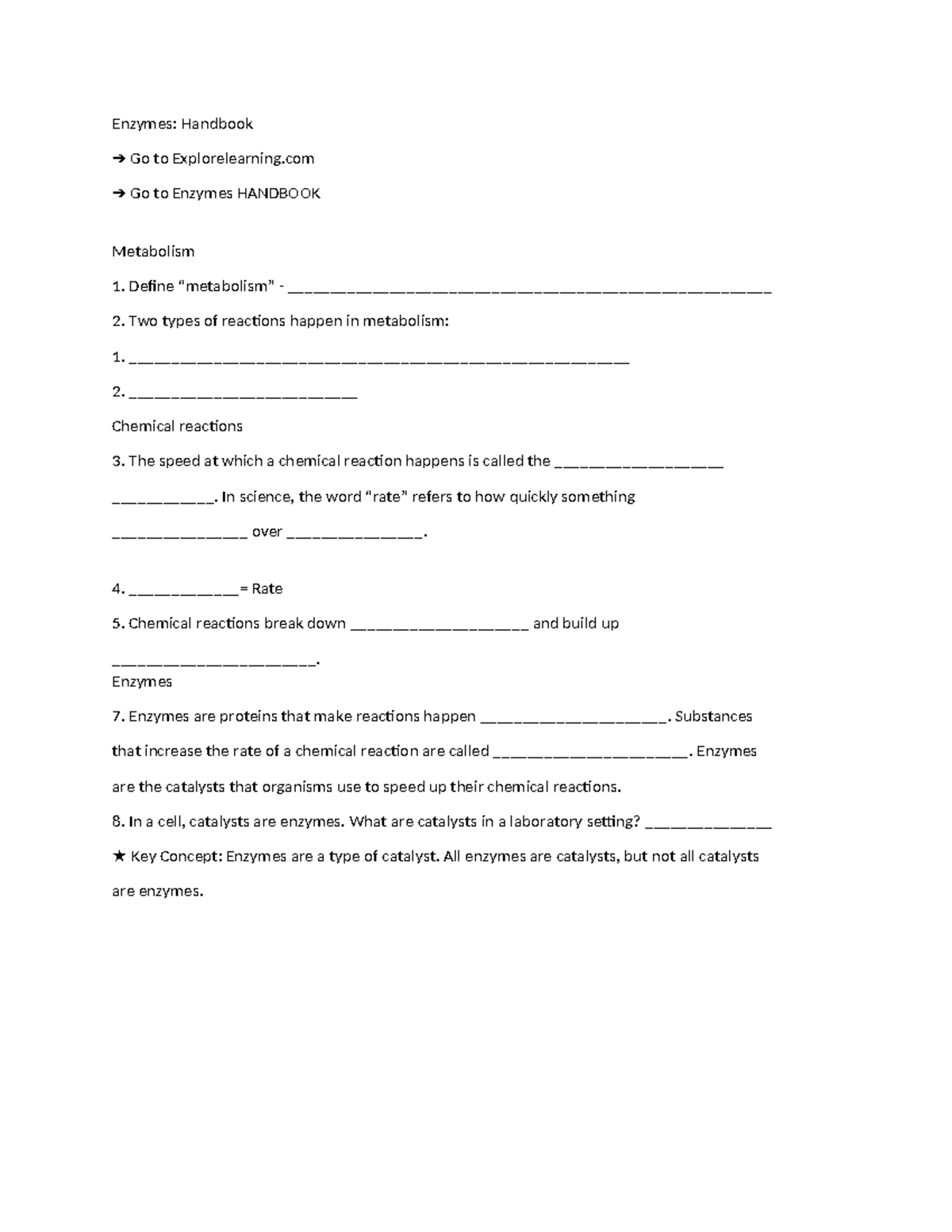 Enzymes Gizmos Lab anatomy Enzymes Handbook Go to Explorelearning