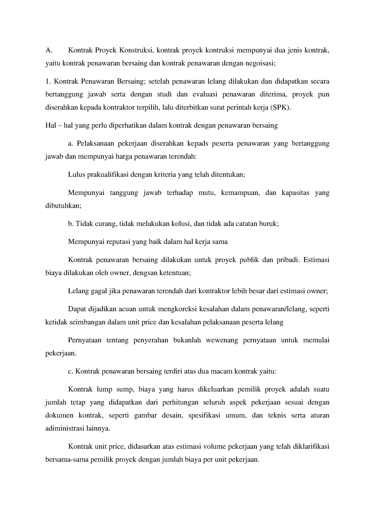 Kontrak Proyek - A. Kontrak Proyek Konstruksi, Kontrak Proyek Kontruksi ...