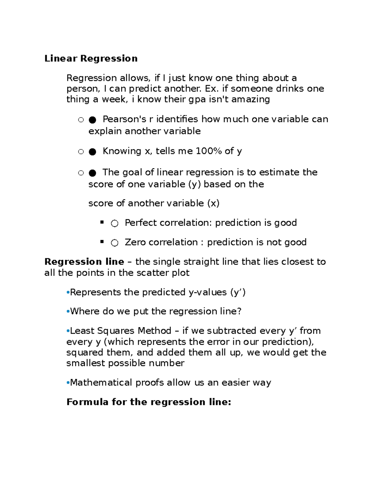 Linear Regression - PSYC 212 - Linear Regression Regression allows, if ...