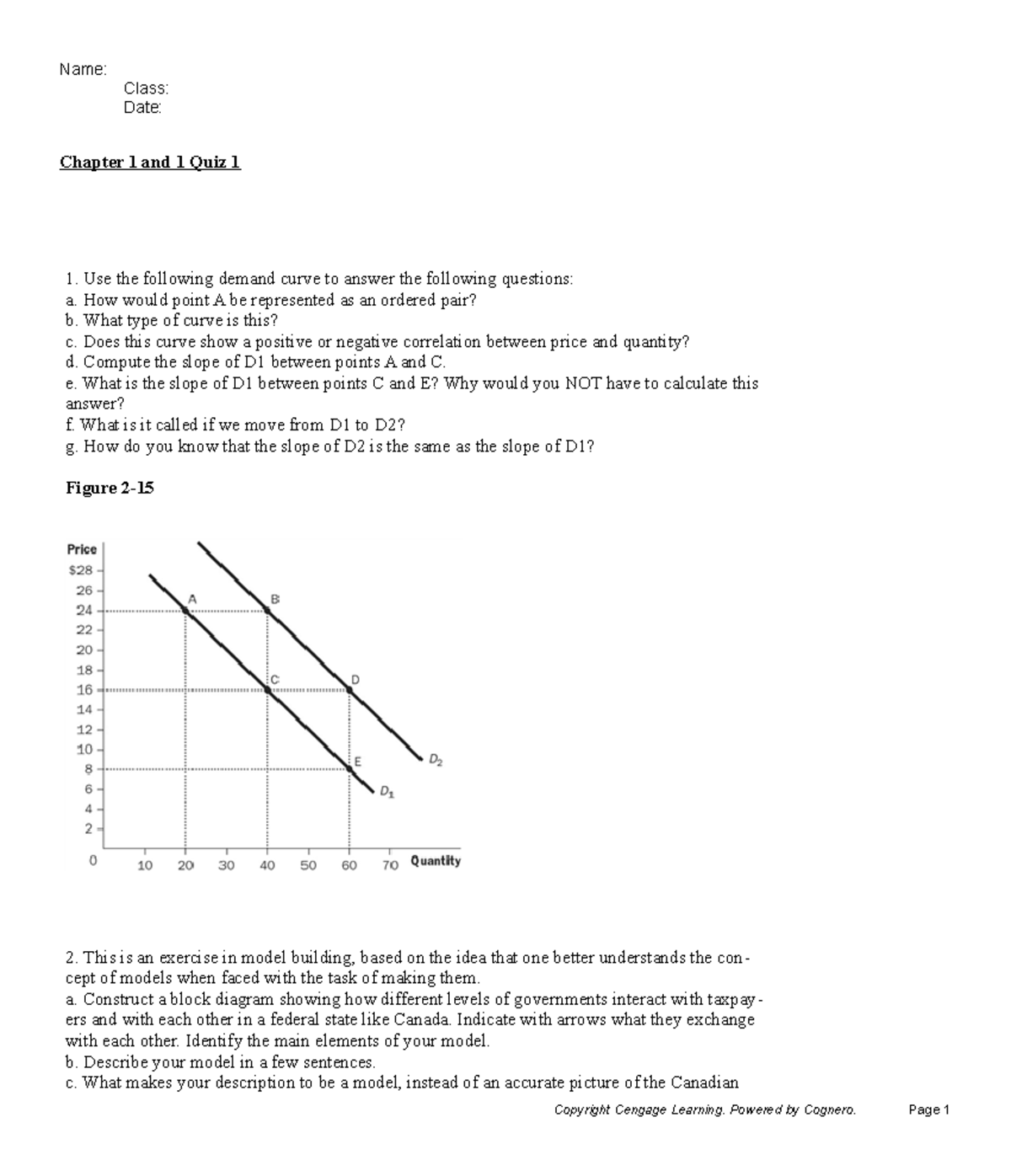 Microeconomics Quiz 1 quiz questions and answers Name Class Date