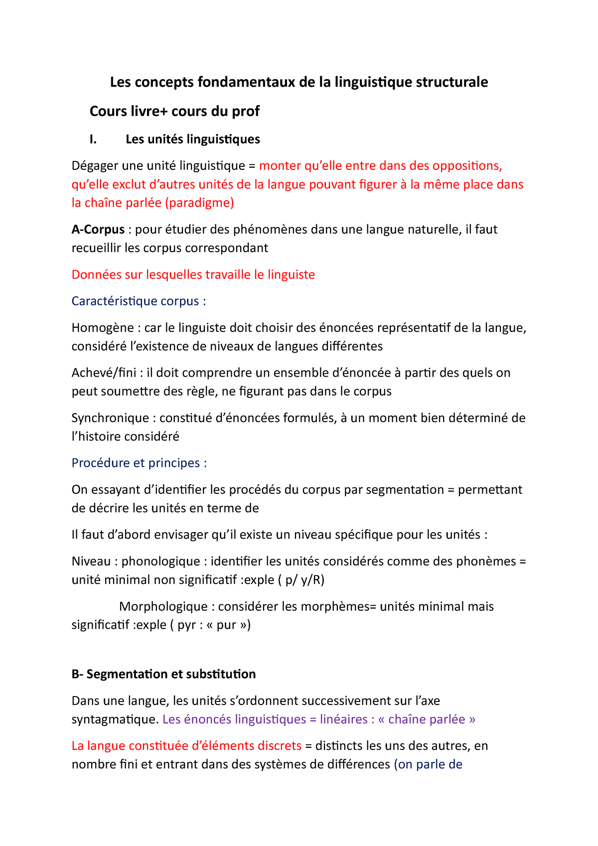 Fiche Examen Linguistique - Les Concepts Fondamentaux De La ...