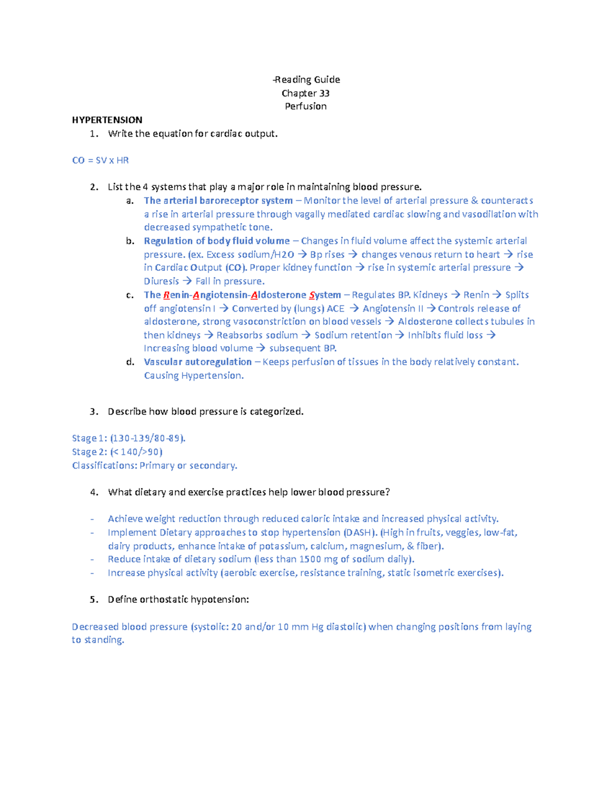 Reading Guide Chapter 33- Perfusion (2)-1 -Reading Guide Chapter 33 ...