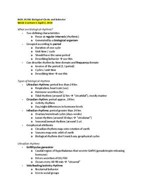 BIOL W1L2 - Lecture notes Week 1 Lecture 2 - BIOS 24248: Biological ...