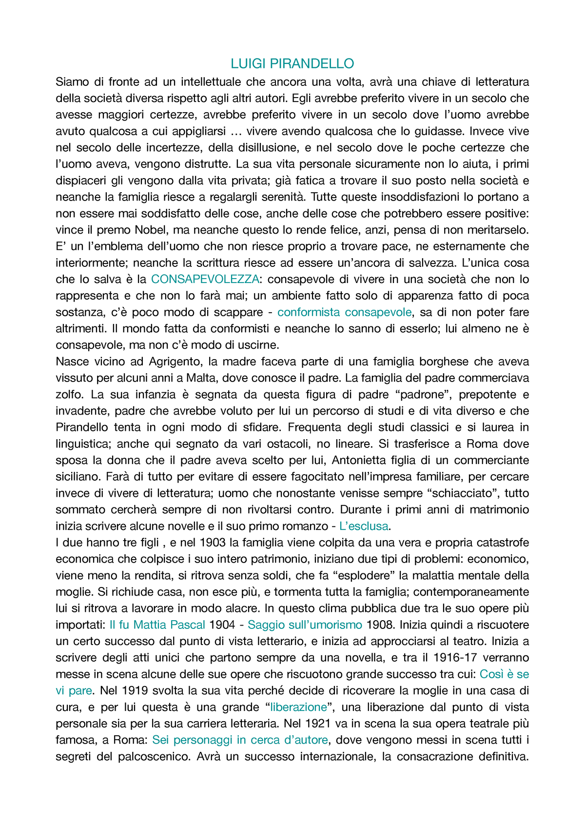 Luigi Pirandello Pdf Appunti Presi In Classe Completi Luigi Pirandello Siamo Di Fronte Ad Un 0584