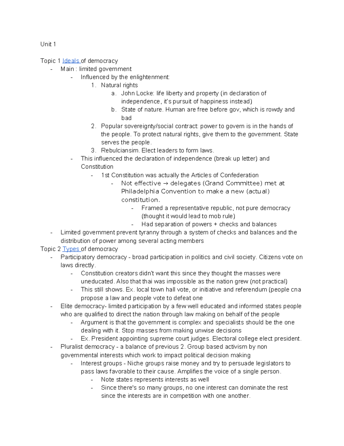 AP Gov Heimler History Unit 1 Topic 1 Ideals Of Democracy Main 
