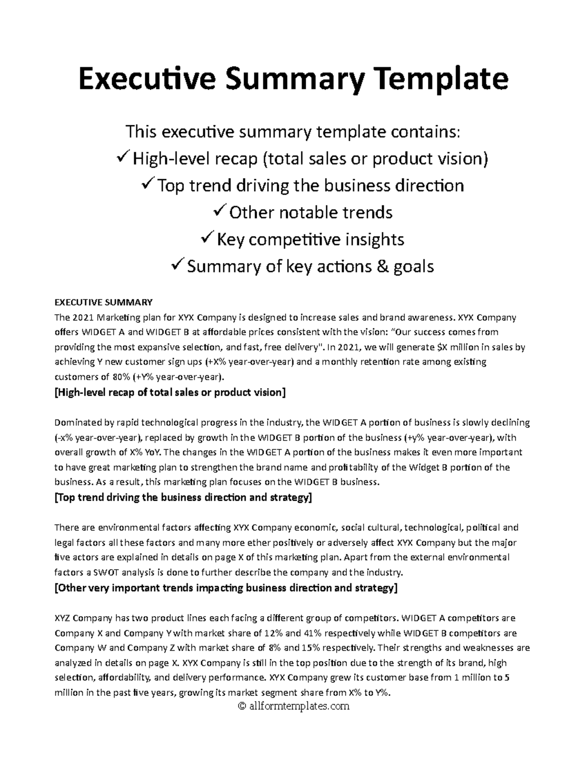 Executive Summary Templates 01 - Executive Summary Template This ...