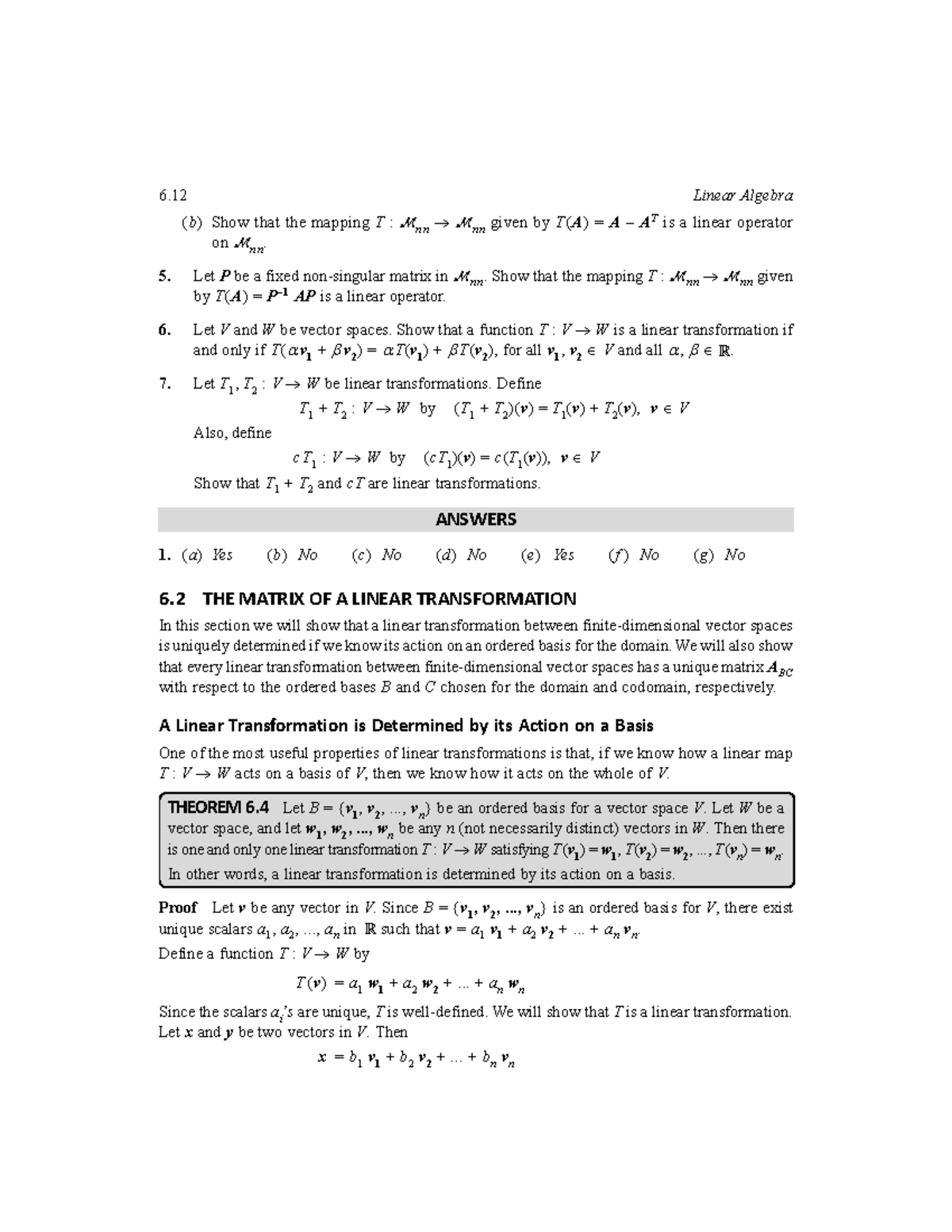 Matrix Of A Linear Transformation - 6 Linear Algebra (b) Show That The ...