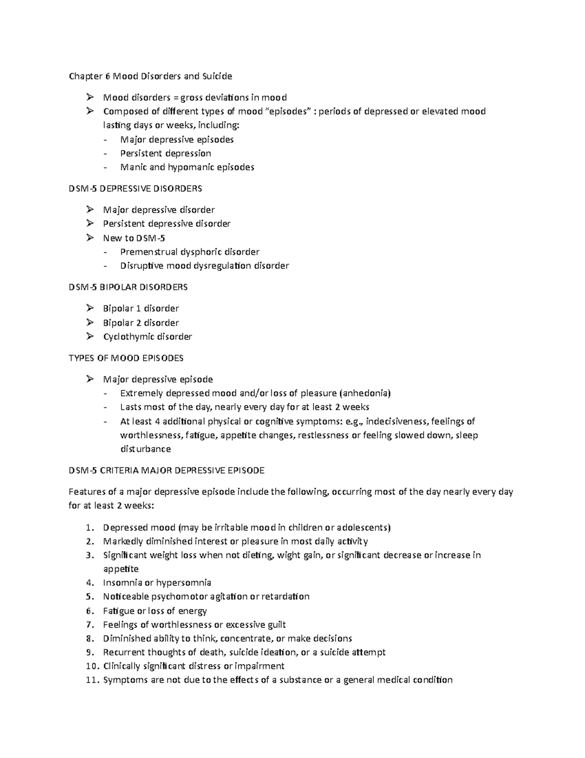 Chapter 6 Mood Disorders and Suicide - PSY 230 - SBU - Studocu