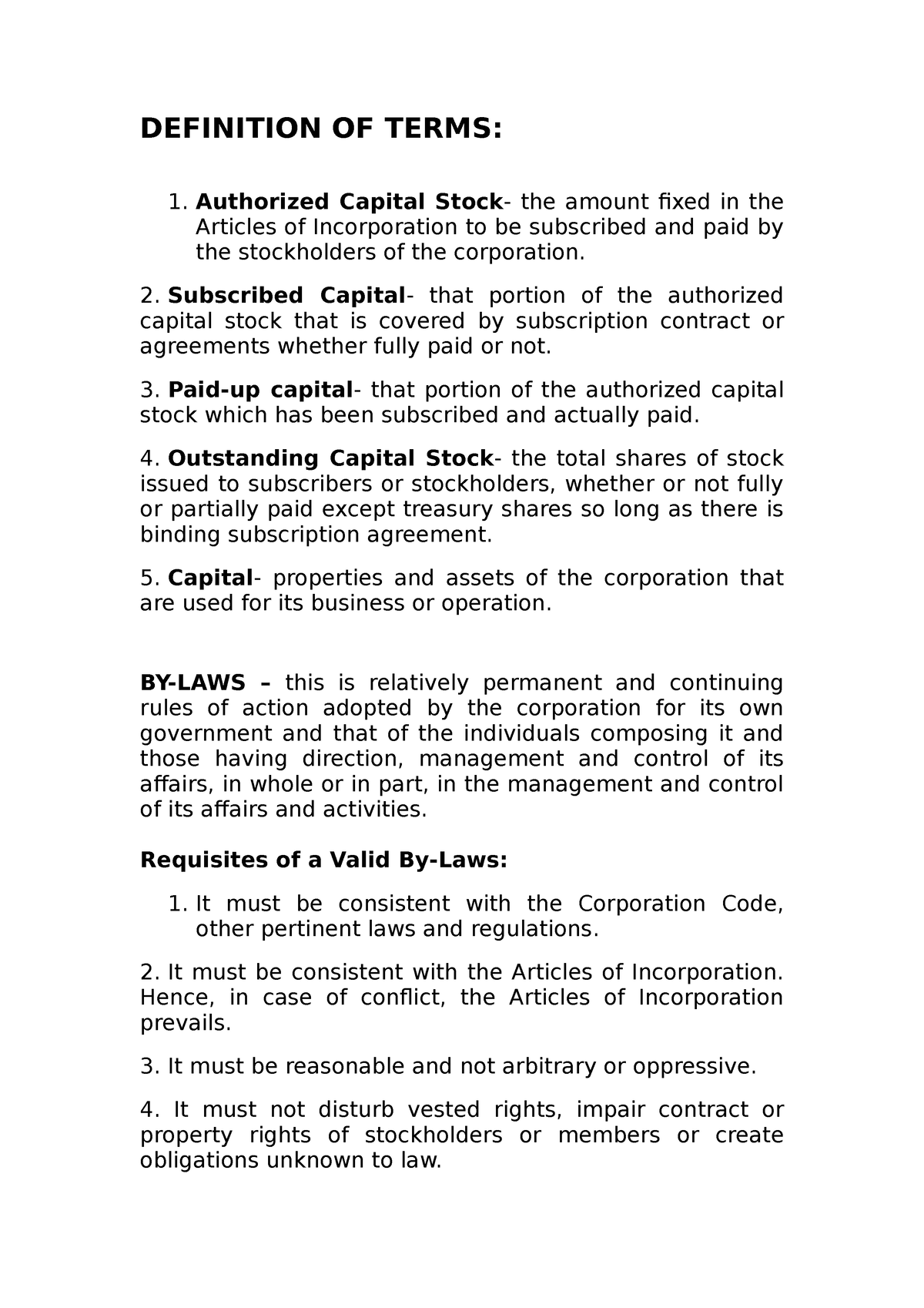 definition-of-terms-definition-of-terms-authorized-capital-stock