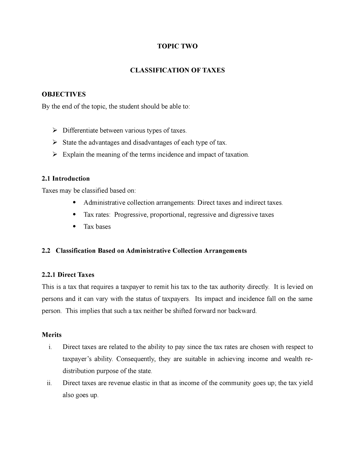 topic-two-classification-of-taxes-topic-two-classification-of-taxes