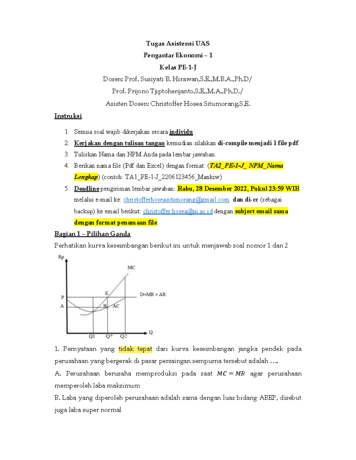 Tugas Asistensi Uas Pe Tugas Asistensi Uas Pengantar Ekonomi Kelas Pe J Dosen Prof