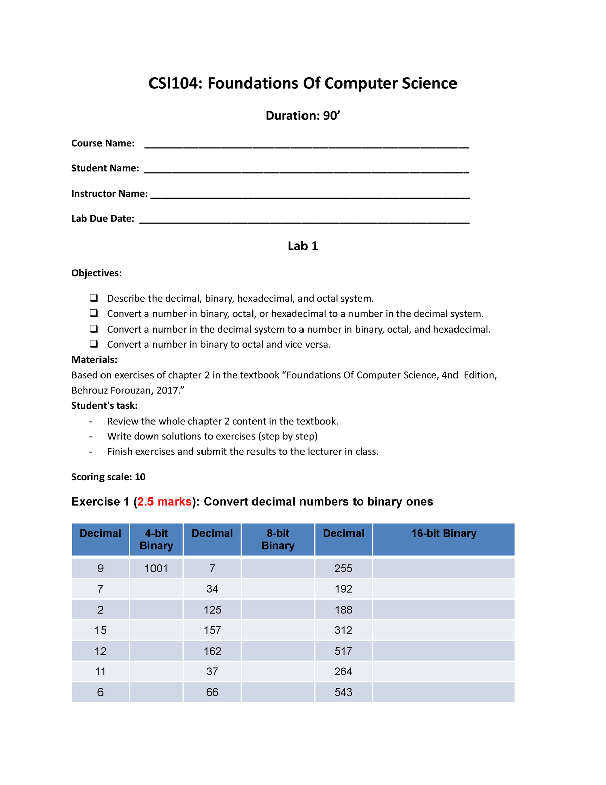 CSI104 Lab1 - Try Hard - CSI104: Foundations Of Computer Science ...