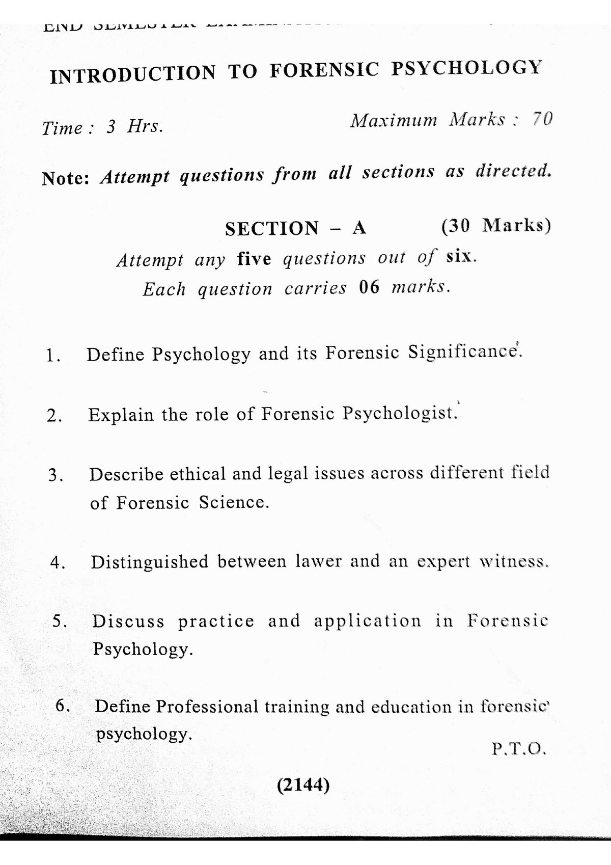 forensic psychology research papers