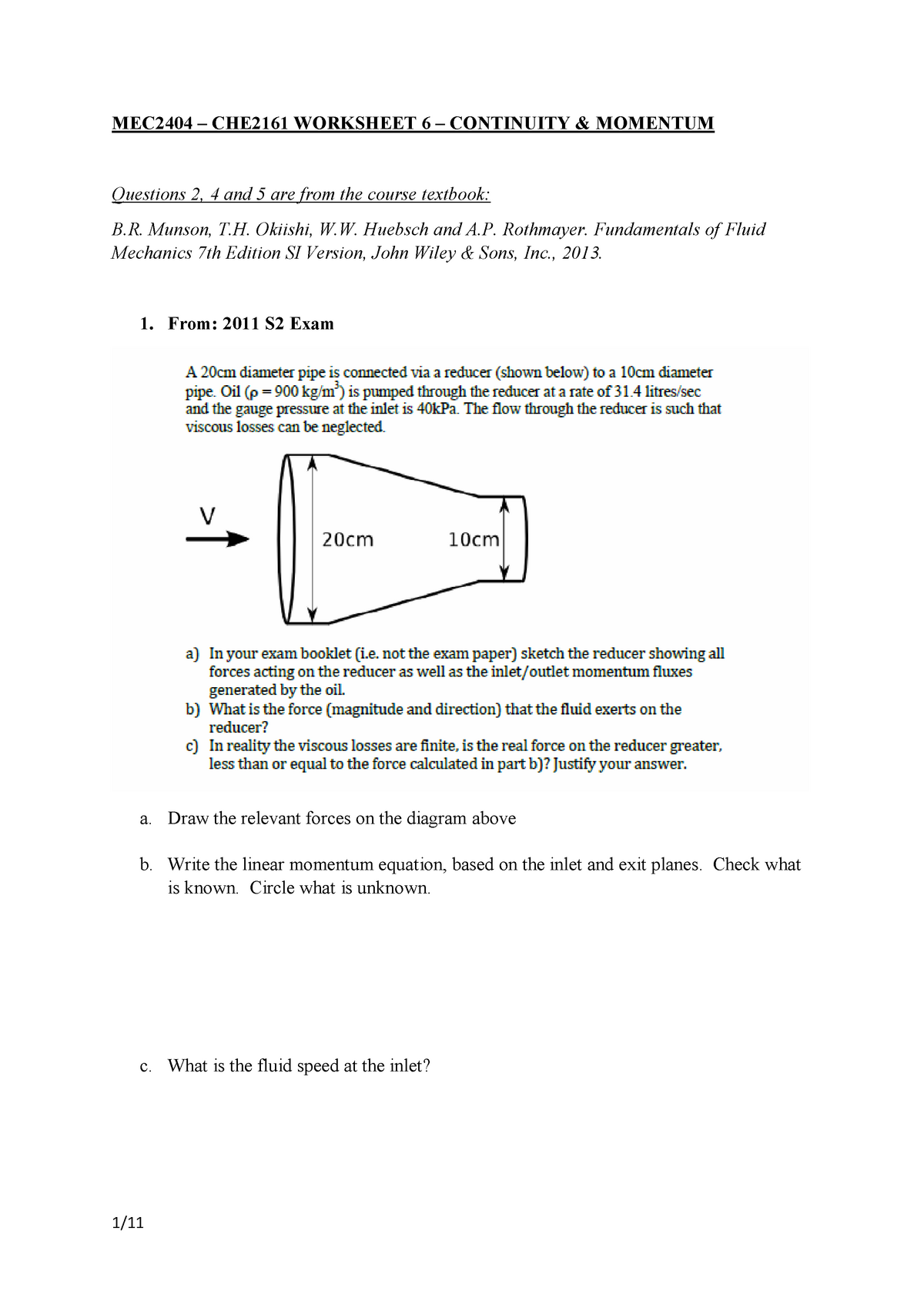 Worksheet 6 - Continuity and Momentum - Warning: TT: undefined function ...