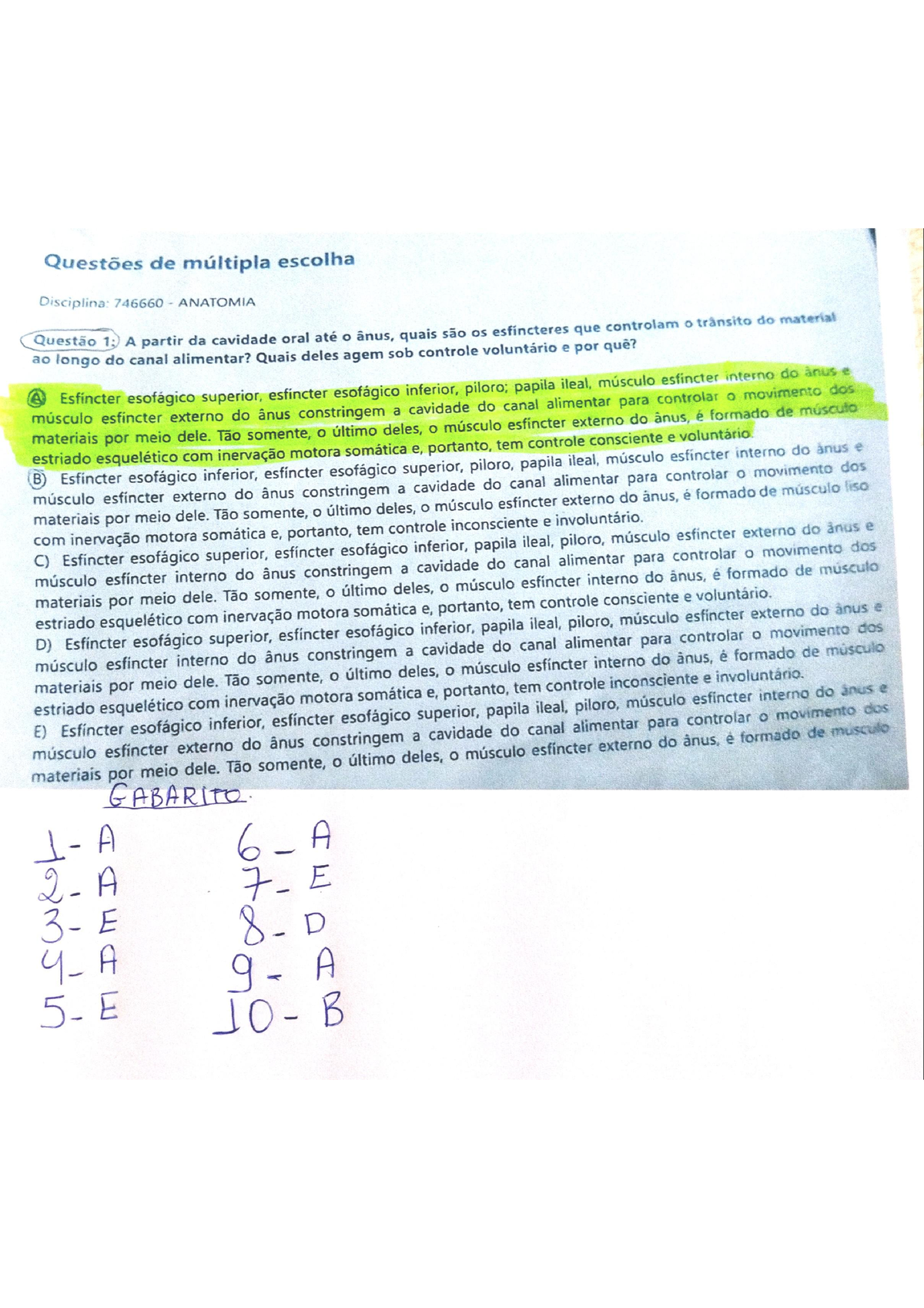 Prova Presencial Anatomia Unip Studocu