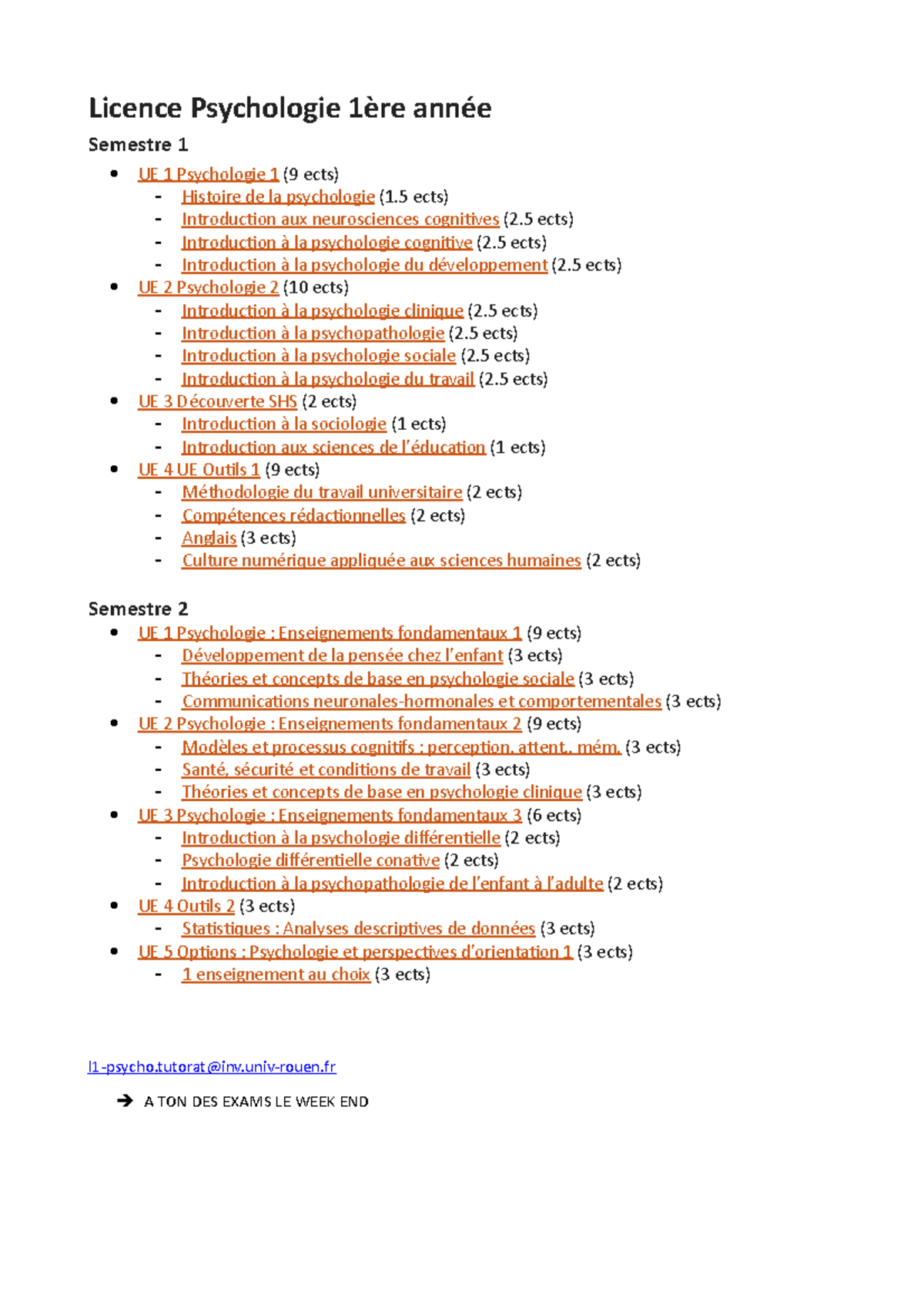 Les Bases De La L1 Psychologie Rouen - Licence Psychologie 1ère Année ...