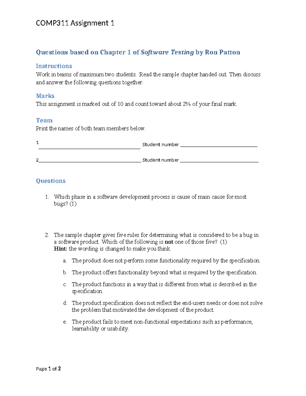 COMP311Asign 1 - This is a assignment 1. - COMP311 Assignment 1 Page 1 ...